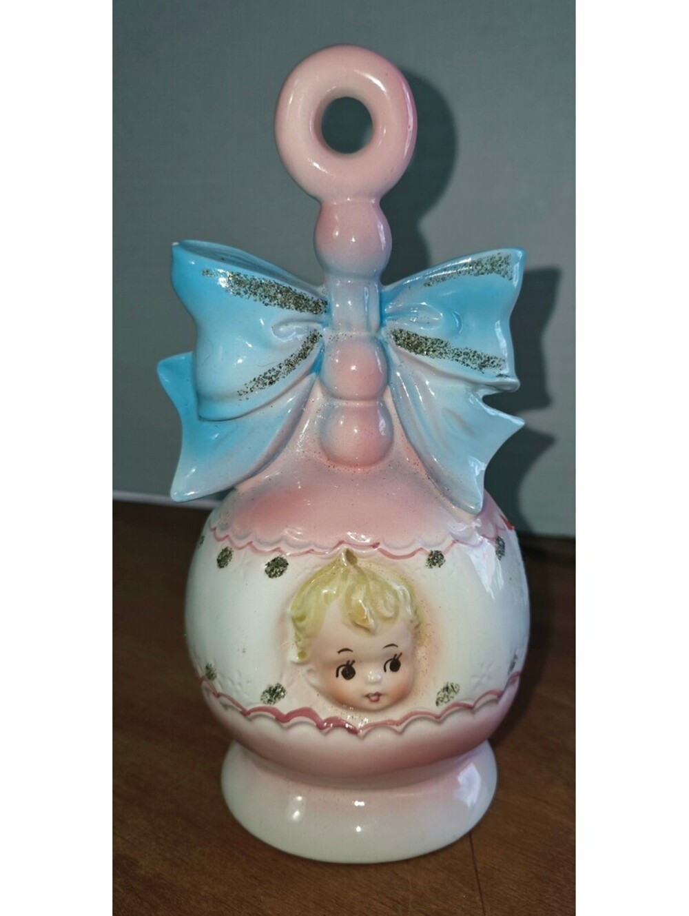 Vintage baby rattle ceramic planter